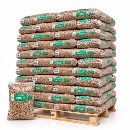Limouzi Holzpellets – 66 × 15 kg Palette – 100 % Nadelholz, DINplus & PEFC