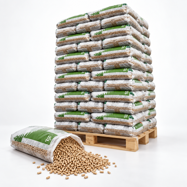 Green Energy Holzpellets – 65 × 15 kg Palette – Nadel- und Laubholz, ENplus A1 & DINplus