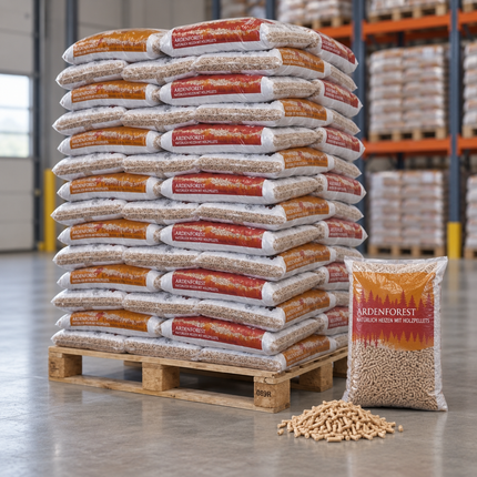 Wooday Holzpellets – 65 × 15 kg Palette (975 kg) – 100 % Nadelholz, DINplus