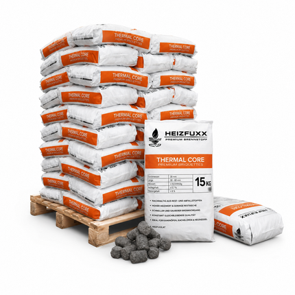 Heizfuxx BBQ-Buchenholzbriketts 18kg x 36 Gebinde 648kg Palette