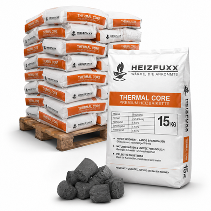 Heizfuxx BBQ-Buchenholzbriketts 18kg x 36 Gebinde 648kg Palette
