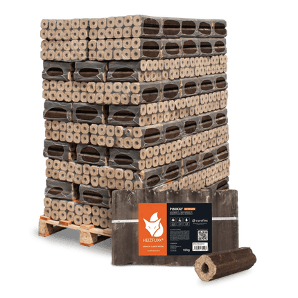 Heizfuxx PiniKay Octagon Holzbriketts Hartholz 10kg x 96 Gebinde 960kg Palette