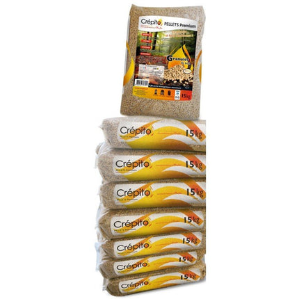 Crépito Holzpellets – 33 × 15 kg Halbpalette (495 kg) – 100 % Nadelholz