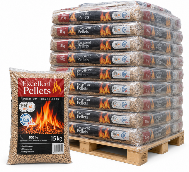Excellent Holzpellets – 100 % Nadelholz, DINplus