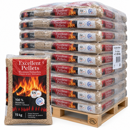 Excellent Holzpellets – 100 % Nadelholz, DINplus